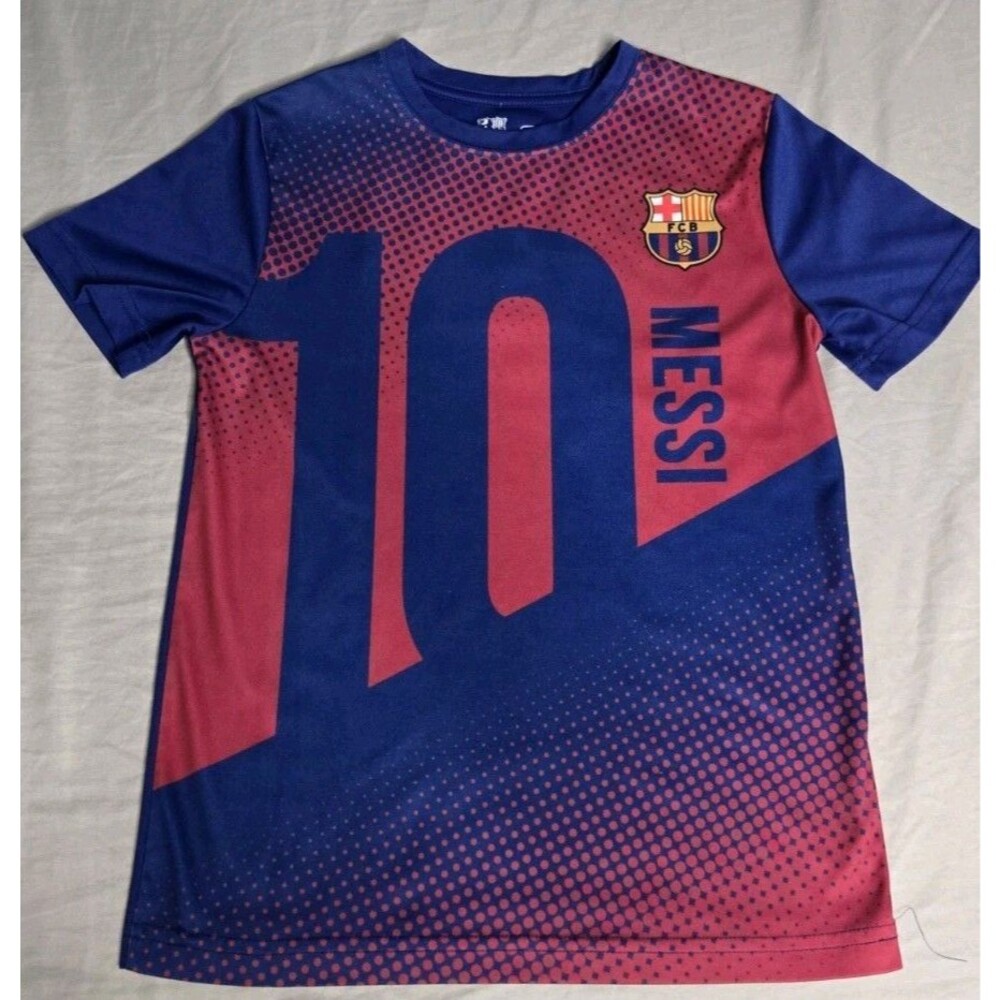 FC Barcelona Lionel Messi #10 Soccer Shirt Boys Size L Blue/Red